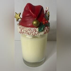 Candle topper Santa hat with Bell and candy, cane, red and green